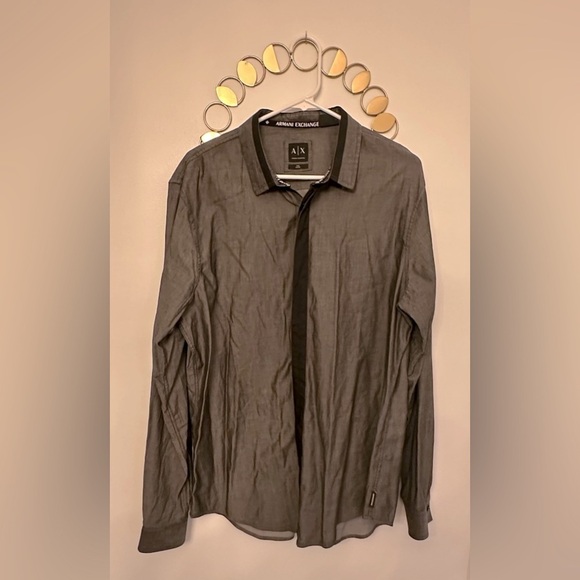 Armani Exchange Men’s Dress Shirt- Size Extra Large- Black w/ Darker Black Trim. - Picture 1 of 6
